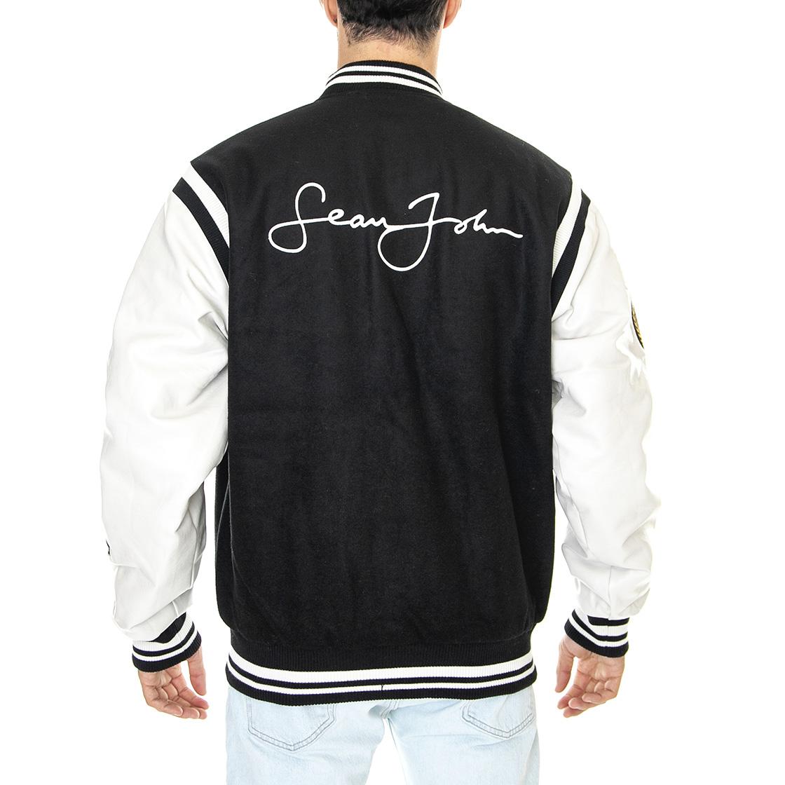 SJ Legendary College Jacket 01 Black / Off-White - Giacca Invernale Uomo Nera / Bianca 6075126/222  SEAN JOHN 